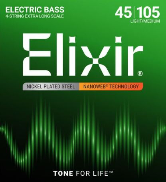 Elixir 14087 X-Long Scale Electric Bass Strings, 45-105